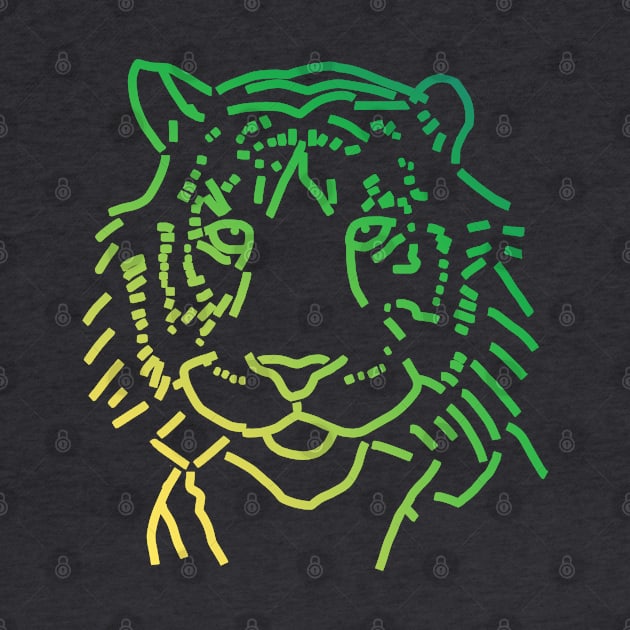 Green Tiger Face by ellenhenryart